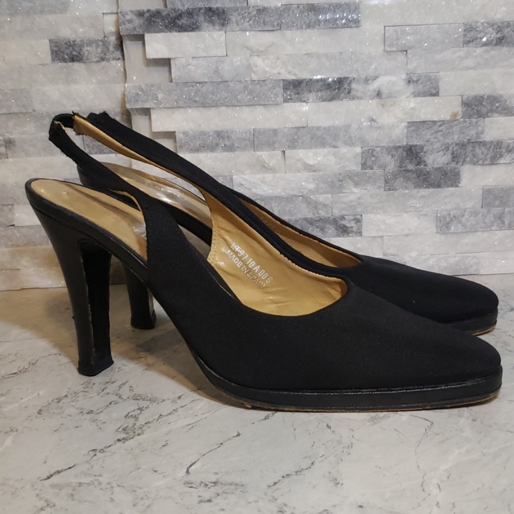 Ralph Lauren Black Strap Heels -Size 7B